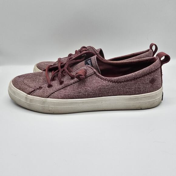 Sperry Crest Vibe maroon sparkle slip on shoes women's 9 red canvas leather - Picture 4 of 12